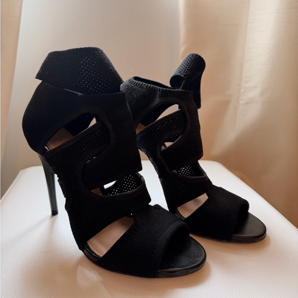 Zara Black Cutout Stiletto Heel Sandals